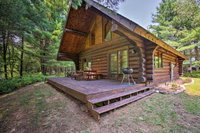 Secluded Log Cabin in NW Michigan with Fire Pit  Deck